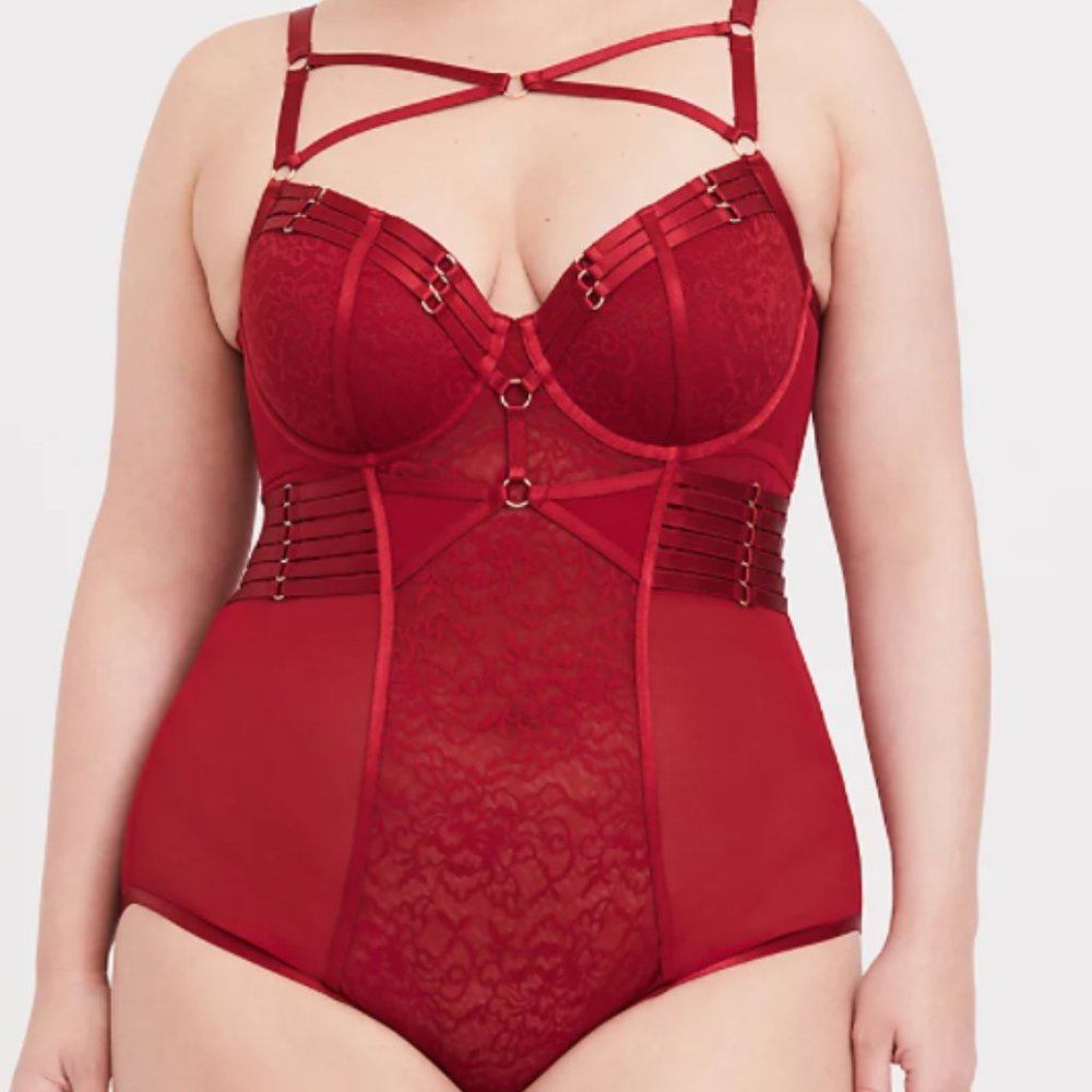 Torrid Red Strappy Bodysuit
